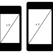 iPhone 4 mit 3,5 Zoll Display (links) und hypothetisches iPhone 5 mit 4,3 Zoll Display (rechts)