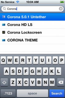 2. Schritt: Nach "Corona" suchen, und "Corona 5.0.1 Untether" auswählen.
