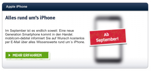 Nach Premieren-Ticket: Auch Mobilcom-Debitel kündigt neues iPhone für September an