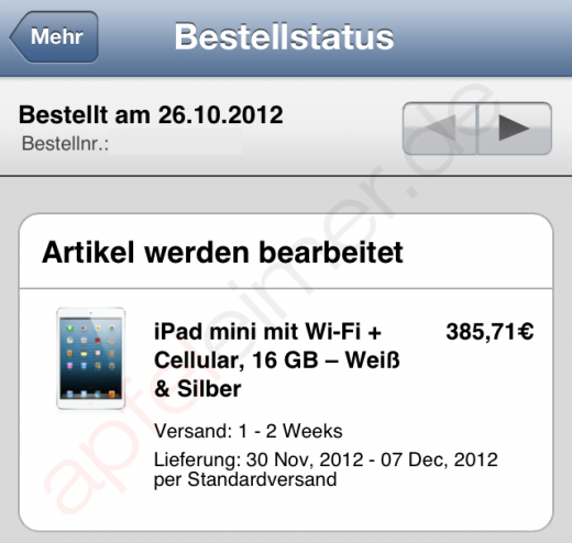 iPad mini LTE: Lieferung erst gegen Anfang Dezember