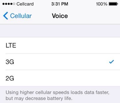iOS 8.1: Zusätzliche Option für „Mobile Daten“ – LTE, 3G oder 2G?