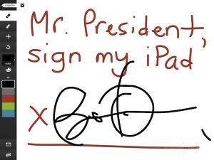 Obama's erstes iPad-Autogramm?