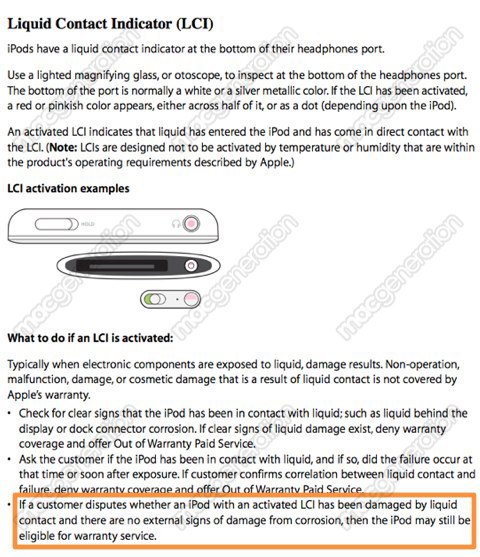 iPod: Neuer Garantie-Zusatz bei falscher Feuchtigkeitsindikator-Anzeige