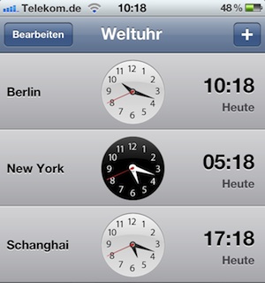 iPhone 4S Weltuhr