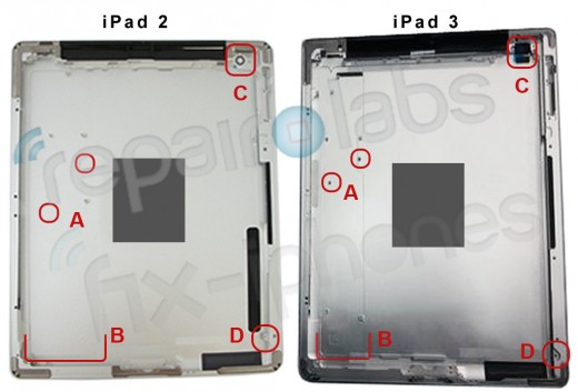 iPad 2 und iPad 3 Rückseite im Vergleich