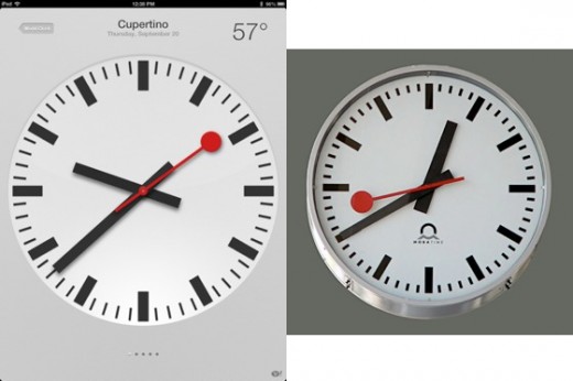 iOS 6-Uhrendesign: Swiss Railway Uhren von Apple lizenziert