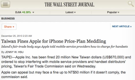 Apple vs. Wettbewerbshüter: In Taiwan wegen Preisforderungen abgemahnt