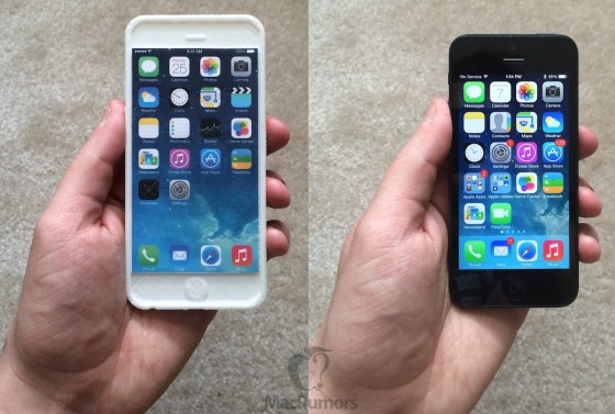 iPhone 6 Mockup (links) vs. iPhone 5 (rechts)