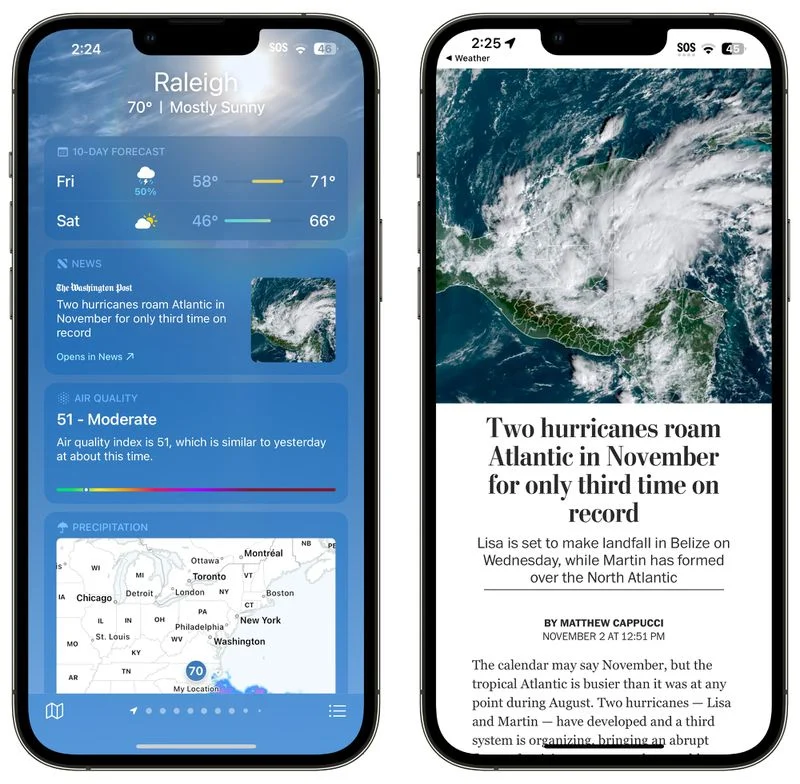 Wetter App erhält in iOS 16.2 den Bereich Apple News